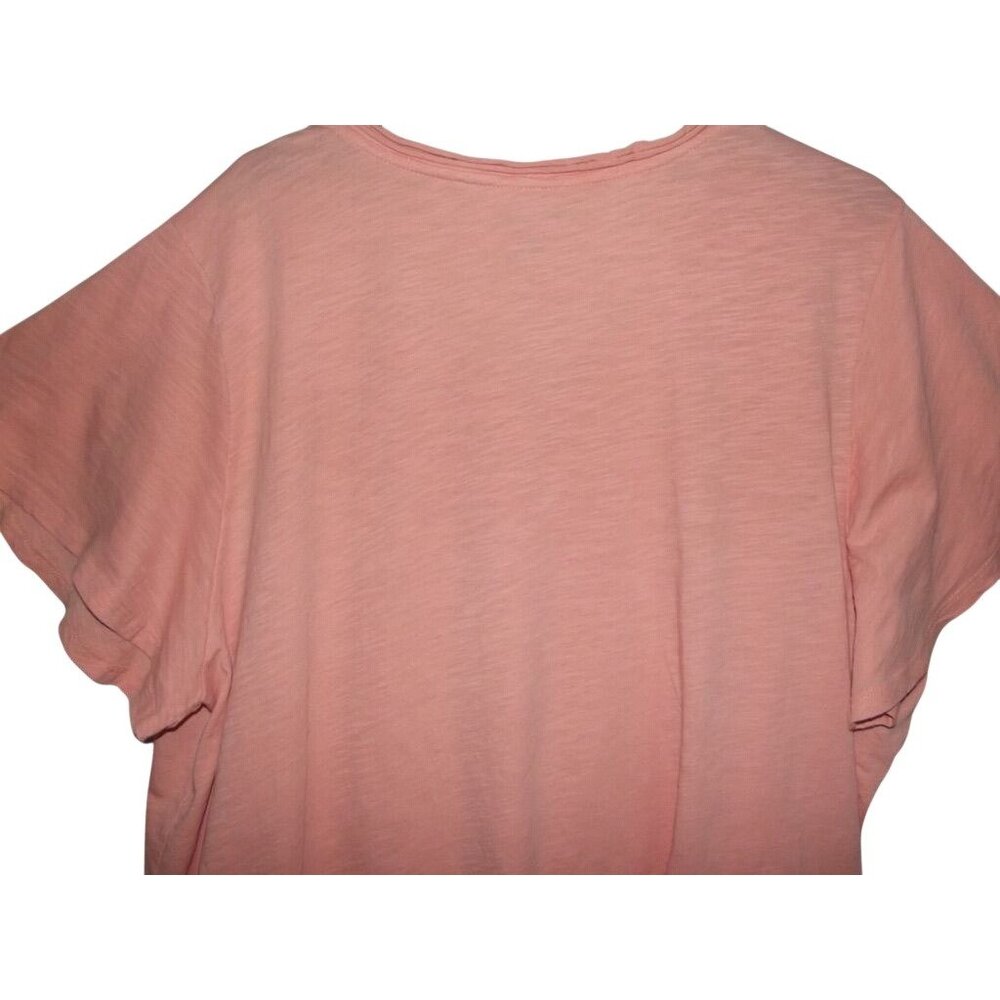 The Sweatshirt Project T-shirt Womens 3X Coral Peach Tie Front short sleeve v-ne - Picture 7 of 7